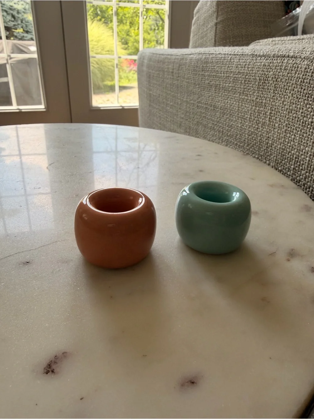 MUJI Japan Ceramic Toothbrush Holders Set of 2 Pink Mint